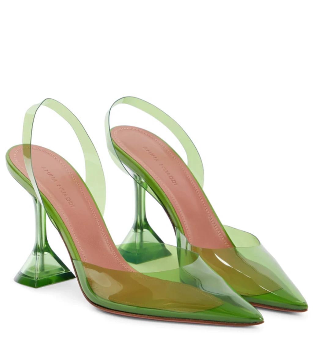 Holli Glass Pvc Slingback Pumps In Green product image