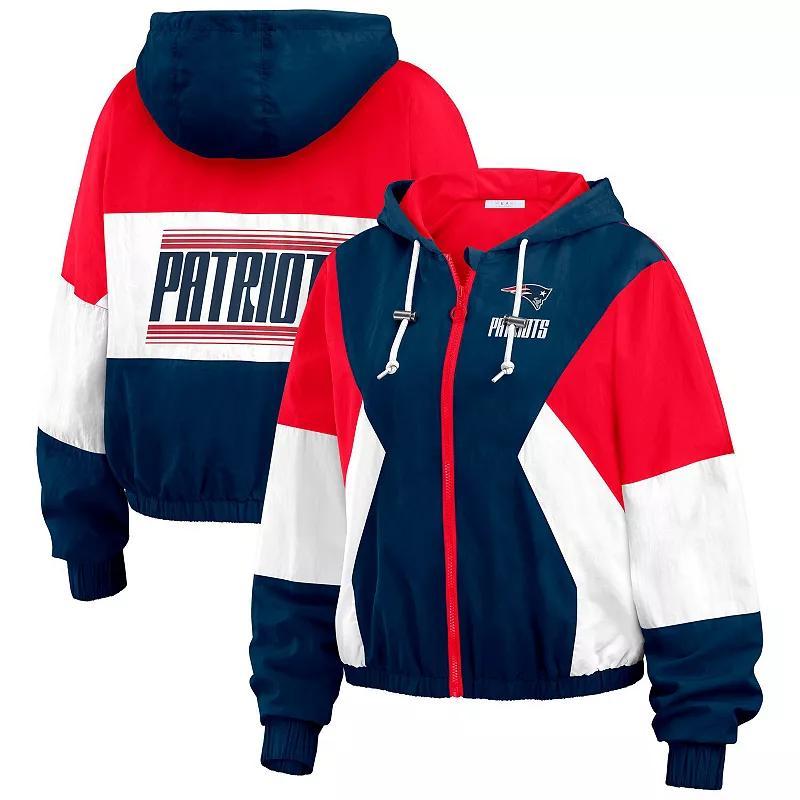 Womens WEAR by Erin Andrews Royal New England Patriots Color Block Full-Zip Windbreaker Jacket Blue Product Image