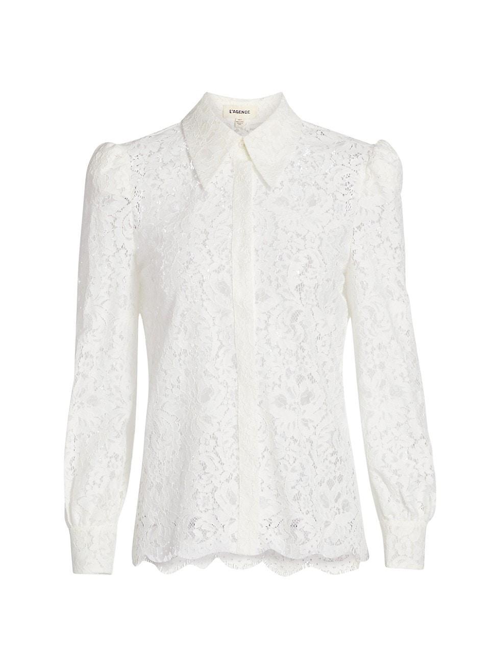 Jenica Lace Button-down Blouse In Ivory Product Image