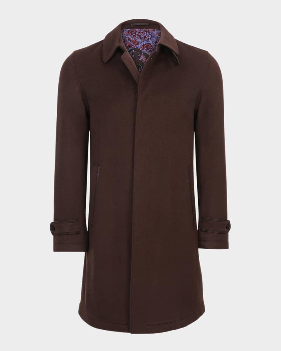 Men's Cashmere Leather-Trim Overcoat Product Image