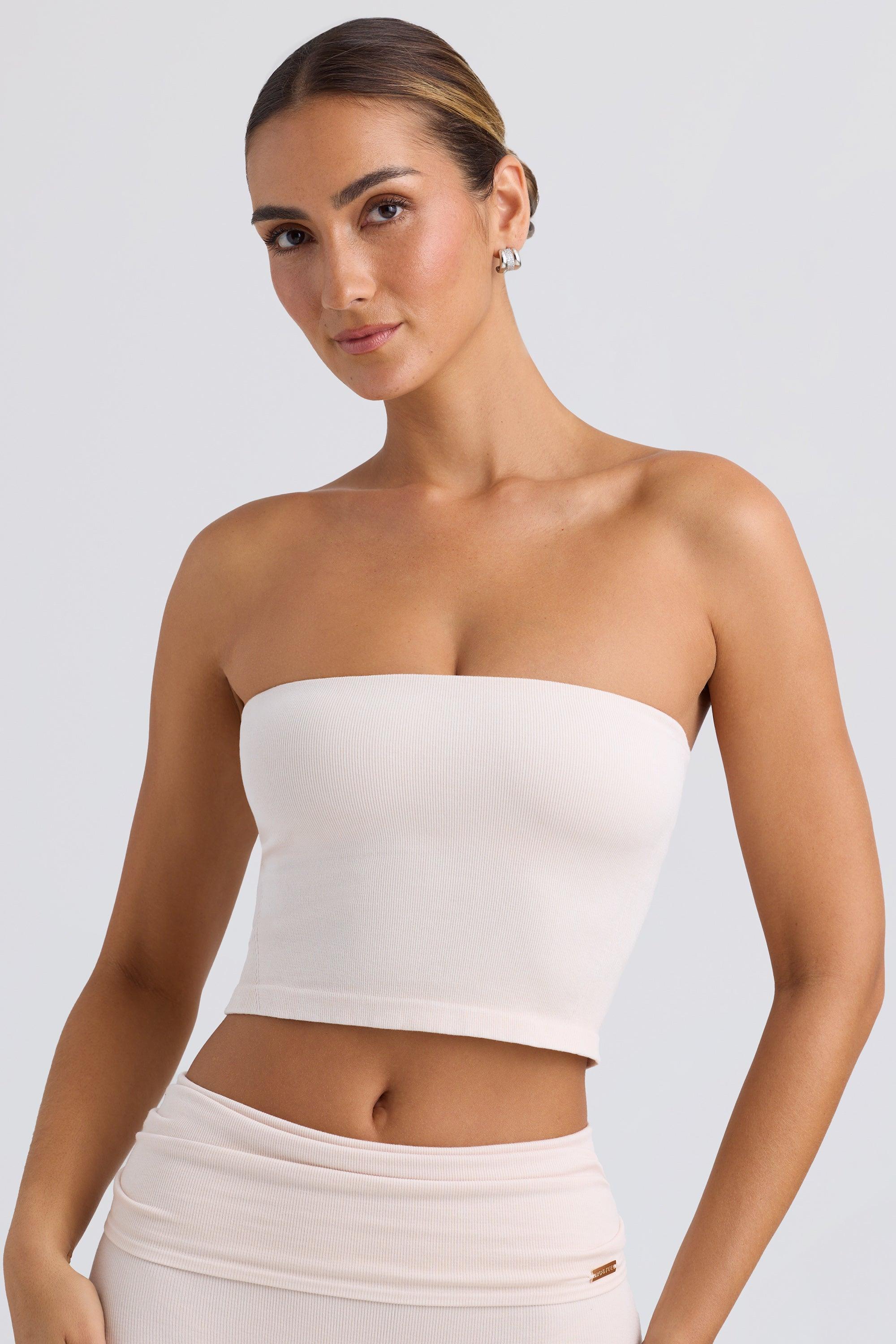 Bandeau Crop Top in Washed Cream Product Image