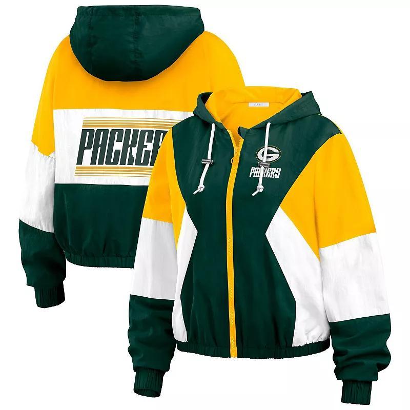 Womens WEAR by Erin Andrews Bay Packers Color Block Full-Zip Windbreaker Jacket Product Image