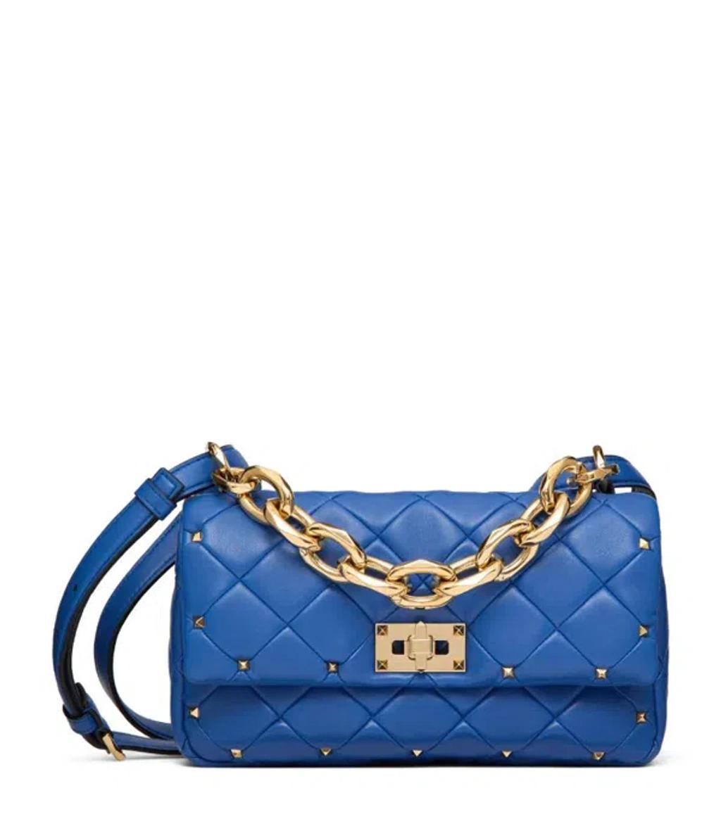 VALENTINO GARAVANI Rockstud Spike Shoulder Bag In Blue Product Image