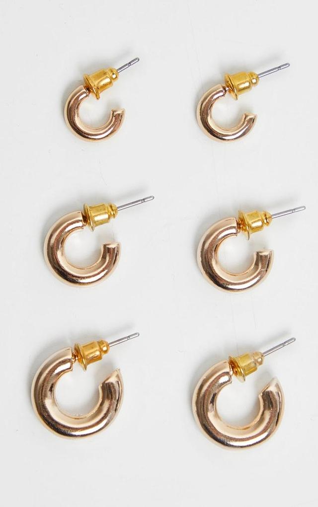 Gold Huggie Hoop 3 Pack Earring Set Product Image