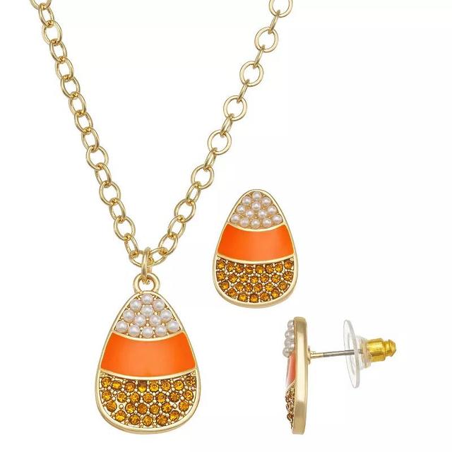 Celebrate Together Gold Tone Crystal Candy Corn Pendant Necklace & Stud Earrings Set, Womens, Multi Product Image