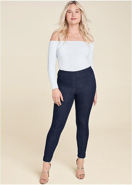 Mid-Rise Slimming Stretch Jeggings Product Image