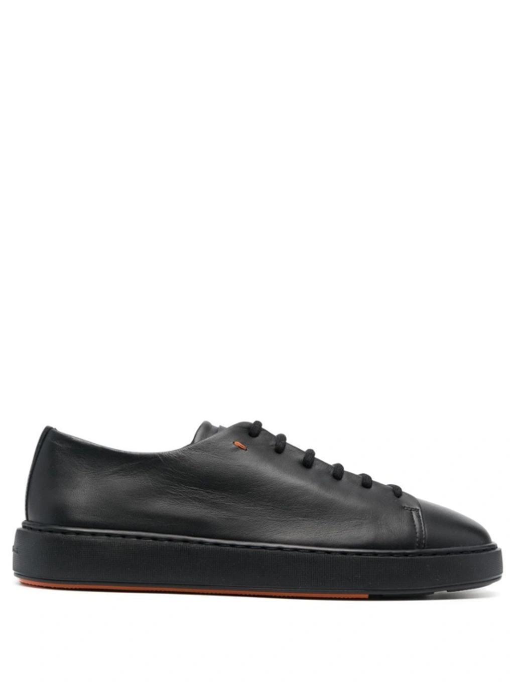 SANTONI Leather Low-top Sneakers In Schwarz Product Image