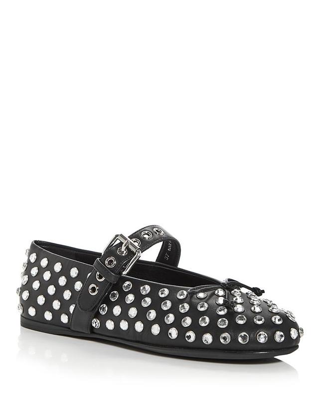 Miu Miu Womens Embellished Buckled Ballet Flats Product Image