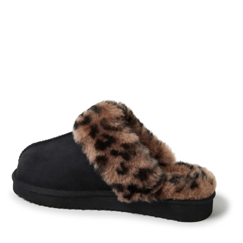 Fireside By Dearfoams Women's Sydney Genuine Shearling Scuff Slipper - Black Combo Size 8 Product Image