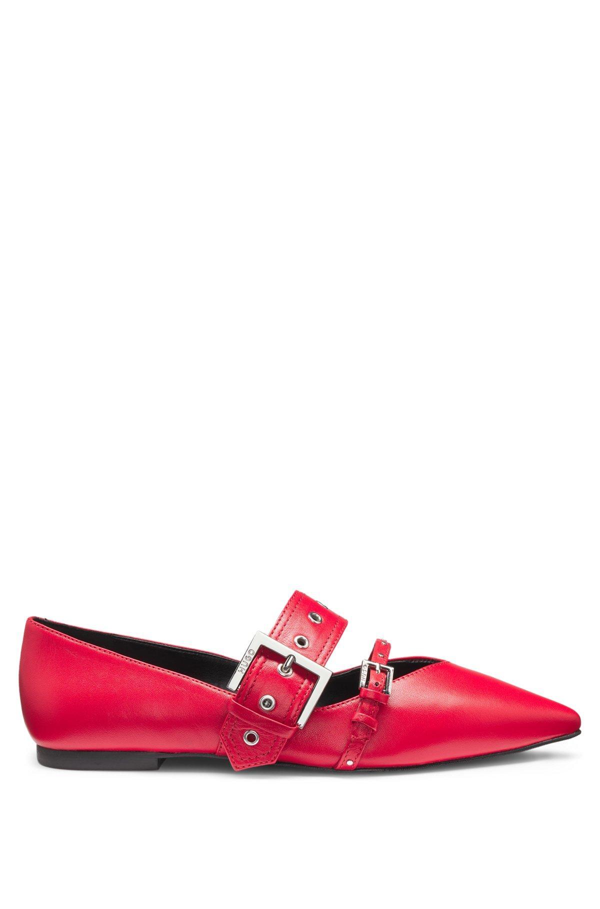 Nappa-leather ballerina pumps with buckled straps Product Image