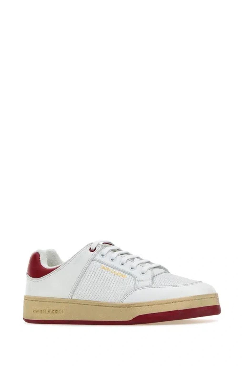 SAINT LAURENT Sneakers In White And Vintage Red Product Image