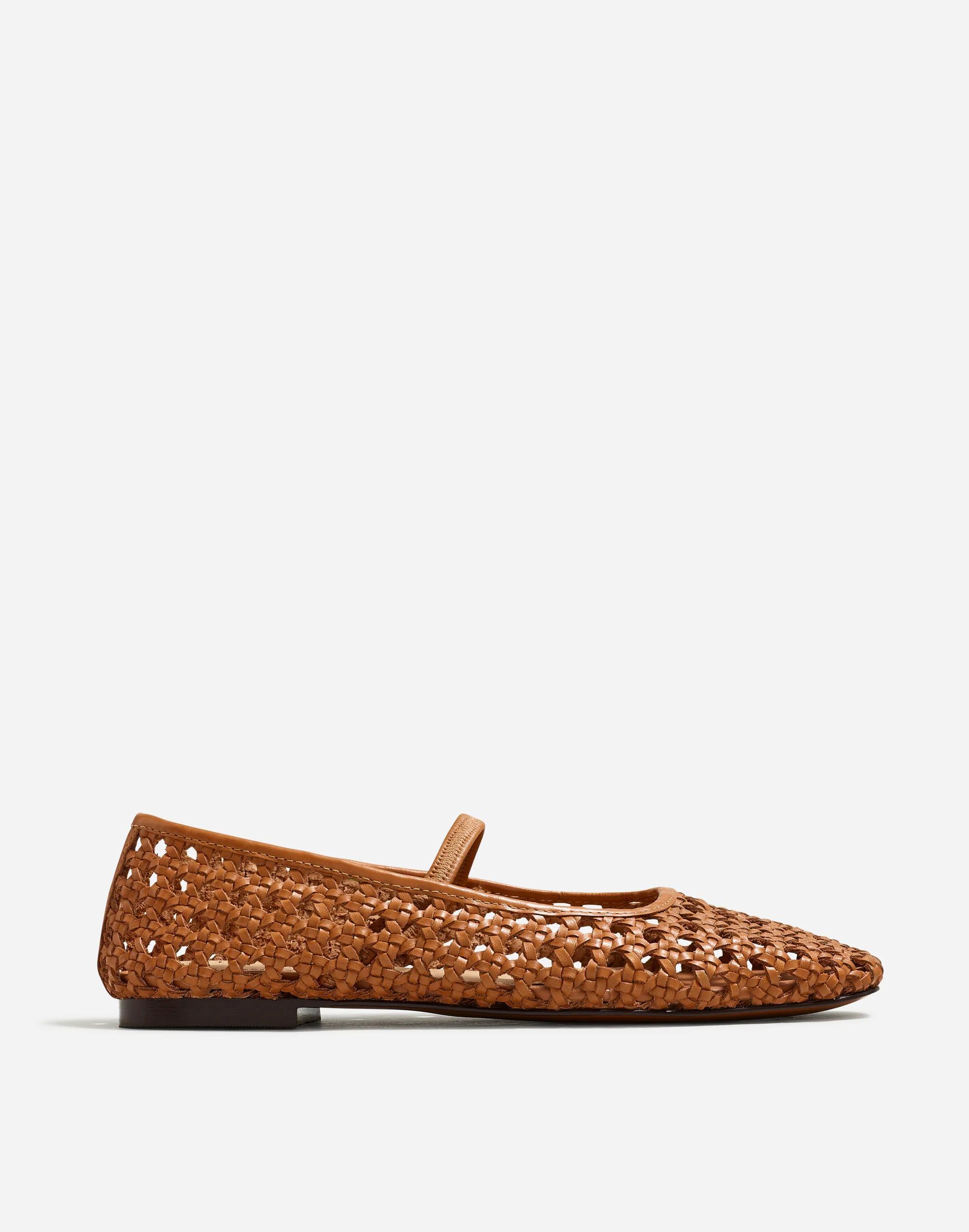 The Greta Ballet Flat in Open-Weave Leather Product Image