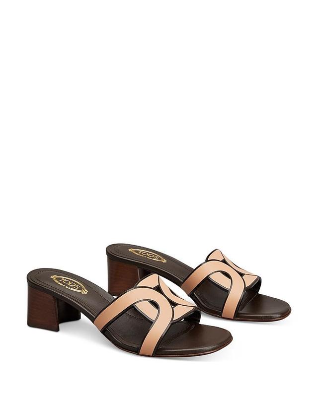 Tods Womens Leather Block Heel Sandals Product Image