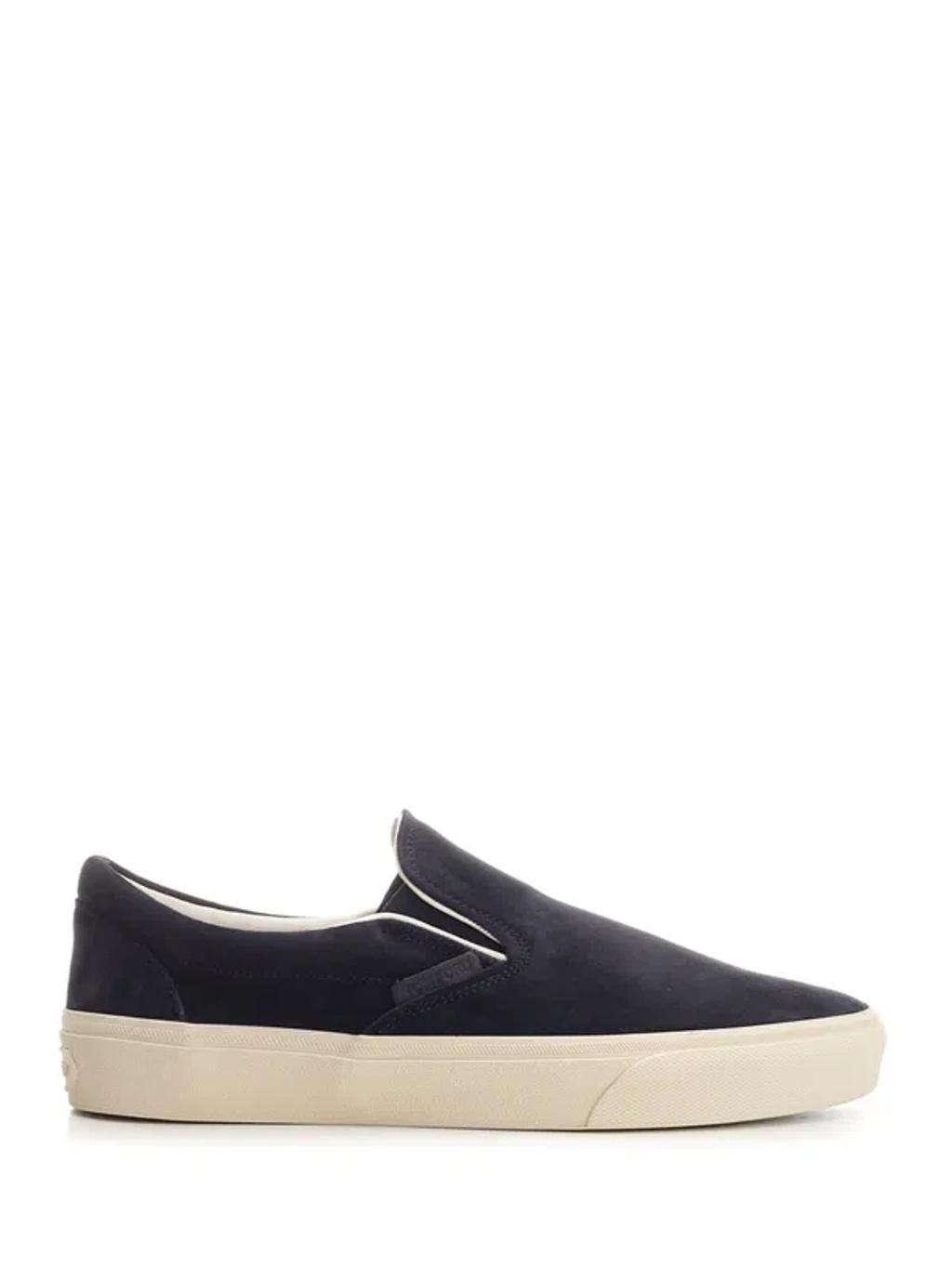 TOM FORD Blue Suede Slip On Product Image