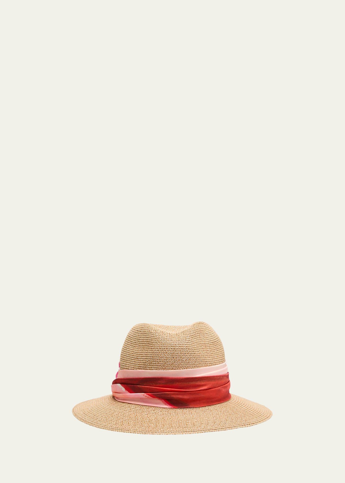 Lillian Straw & Silk Scarf Fedora Product Image