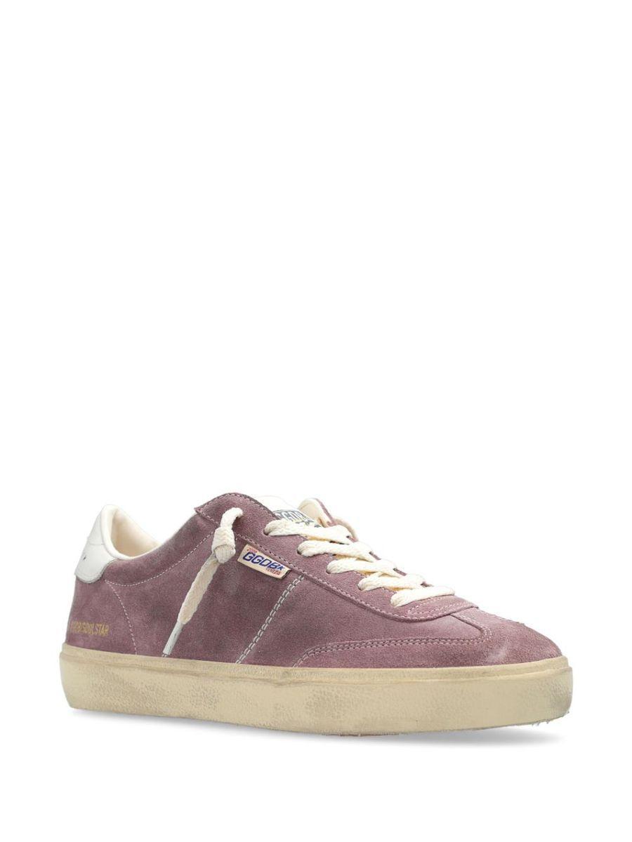 Distressed Finish Suede Sneakers In Beige Product Image