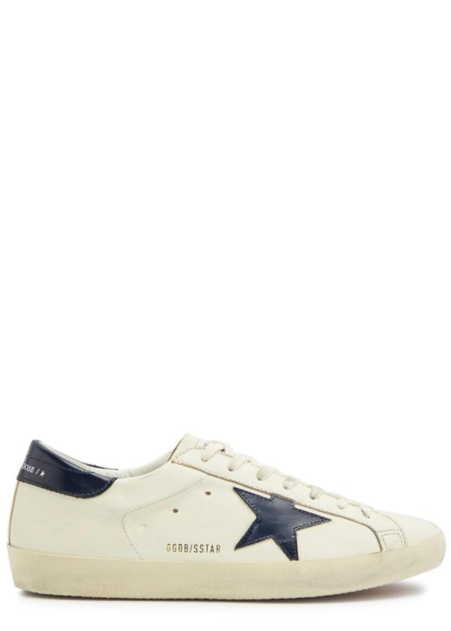 GOLDEN GOOSE Superstar Distressed Leather Sneakers In Beige Product Image