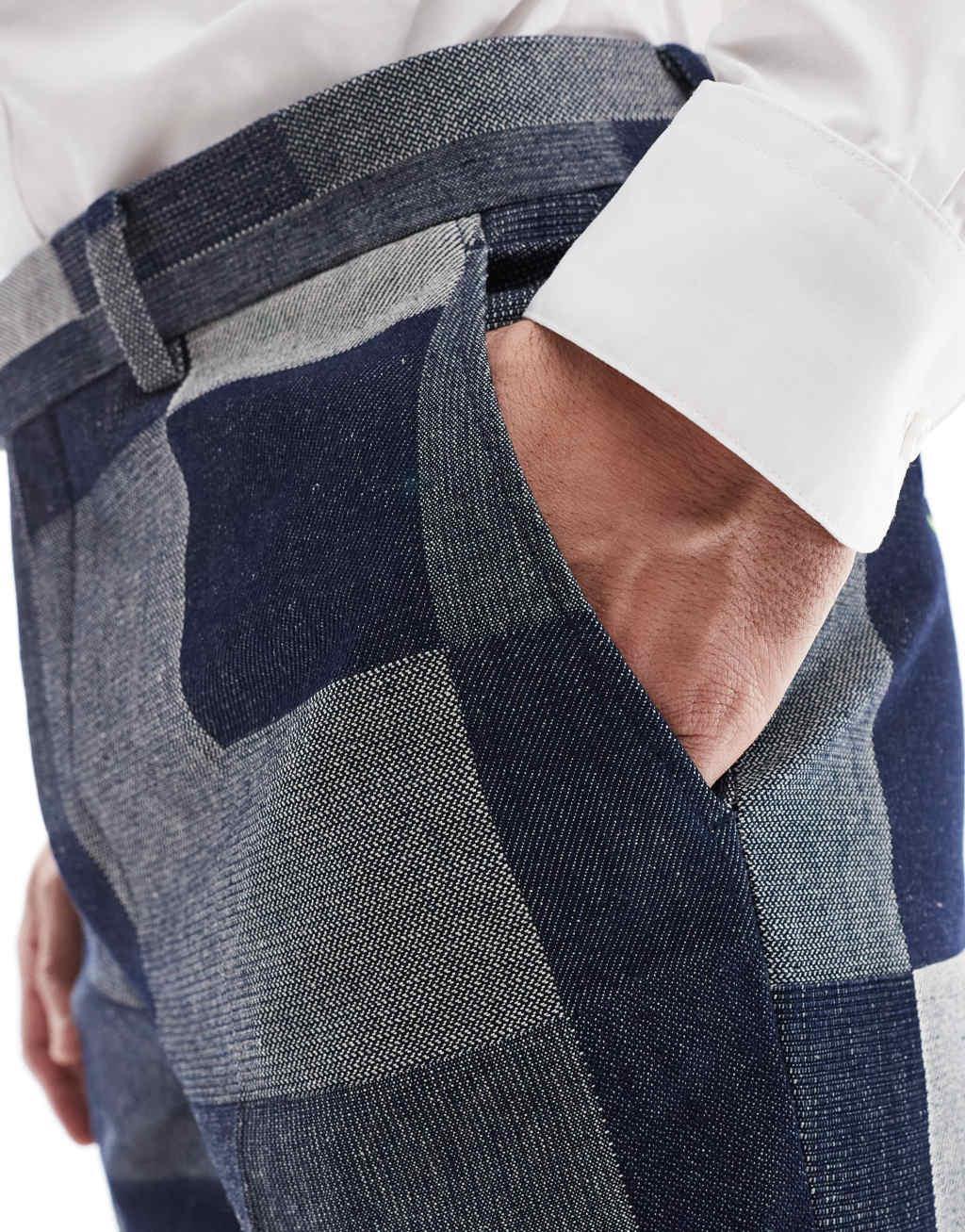 Twisted Tailor suit pants in denim patch - part of a set Product Image