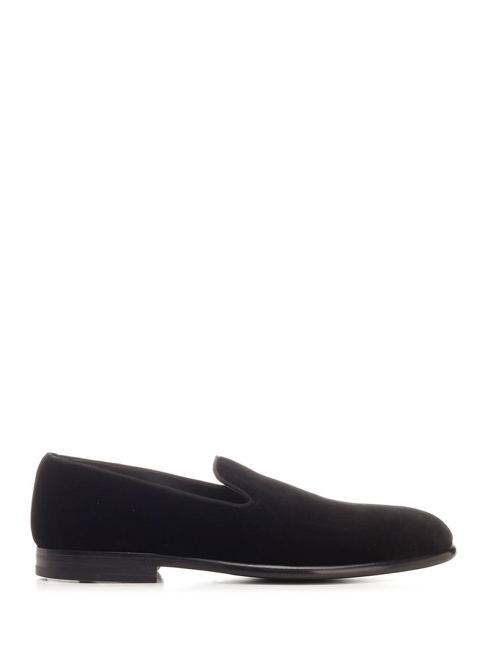 Classic Velvet Slip On Loafers In Black Product Image