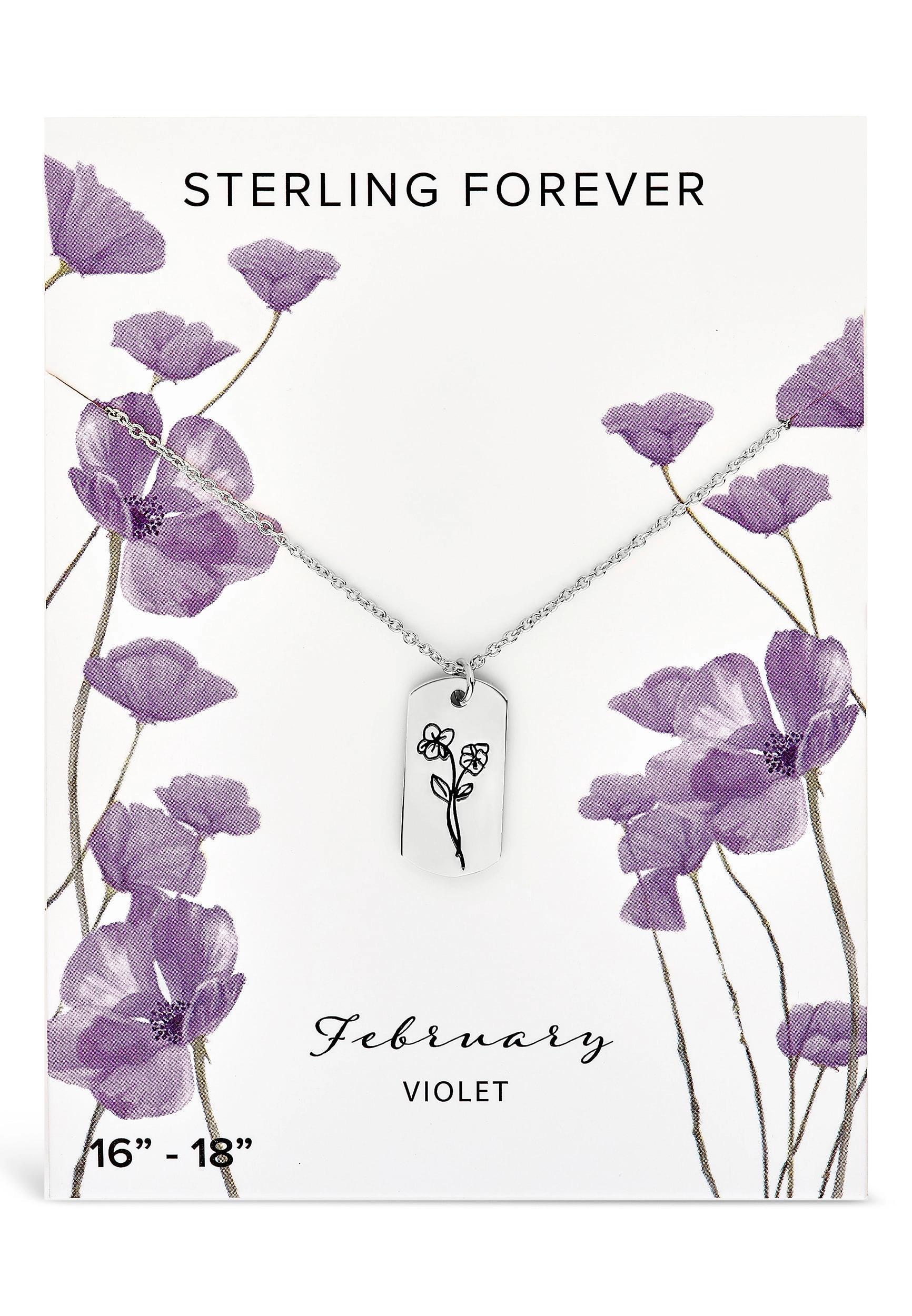 Rhodium Plated Birth Flower Pendant Necklace Product Image