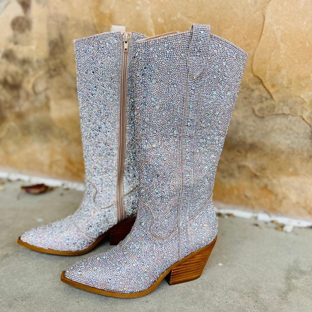 Nashville Glitz & Glam Silver Rhinestone Boots Product Image