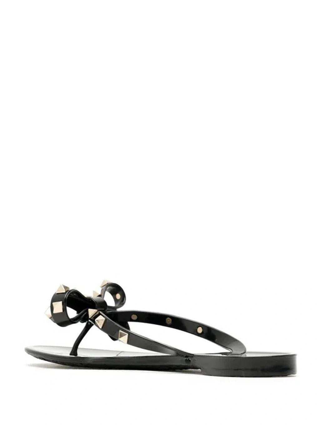 VALENTINO GARAVANI Black Rockstud Rubber Sandals Product Image