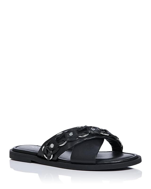 Womens Geo Chain Leather Slide Sandals Product Image