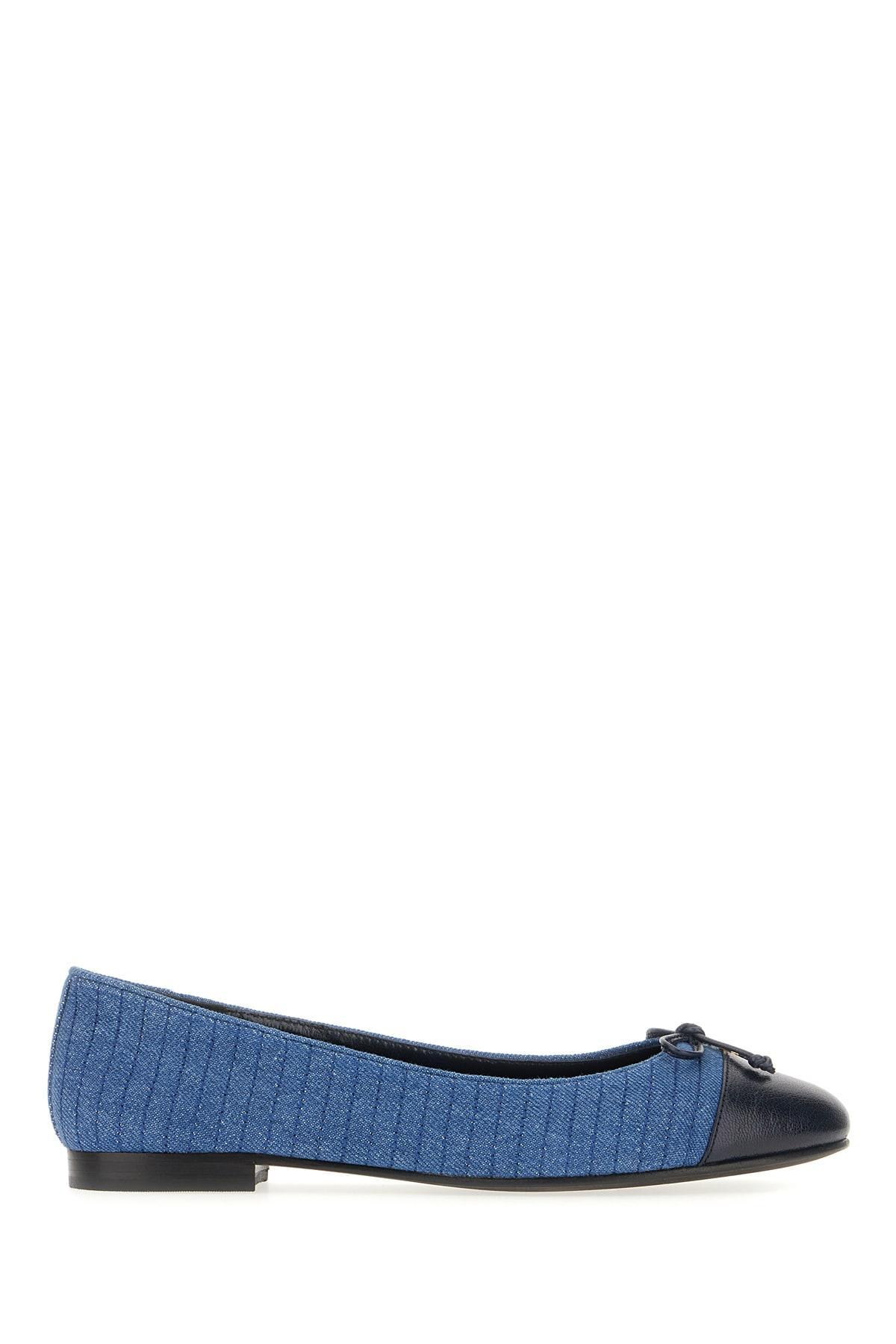 TORY BURCH Matelassé Ballet Flats In Blue Denim Blend Product Image