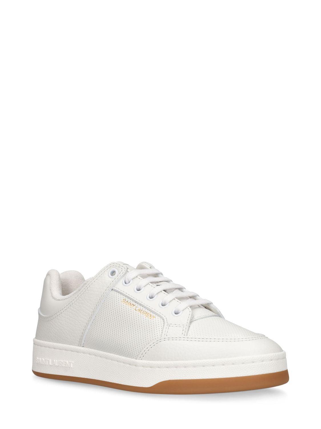 SAINT LAURENT Sl61 Logo-print Smooth And Textured-leather Sneakers In White Product Image