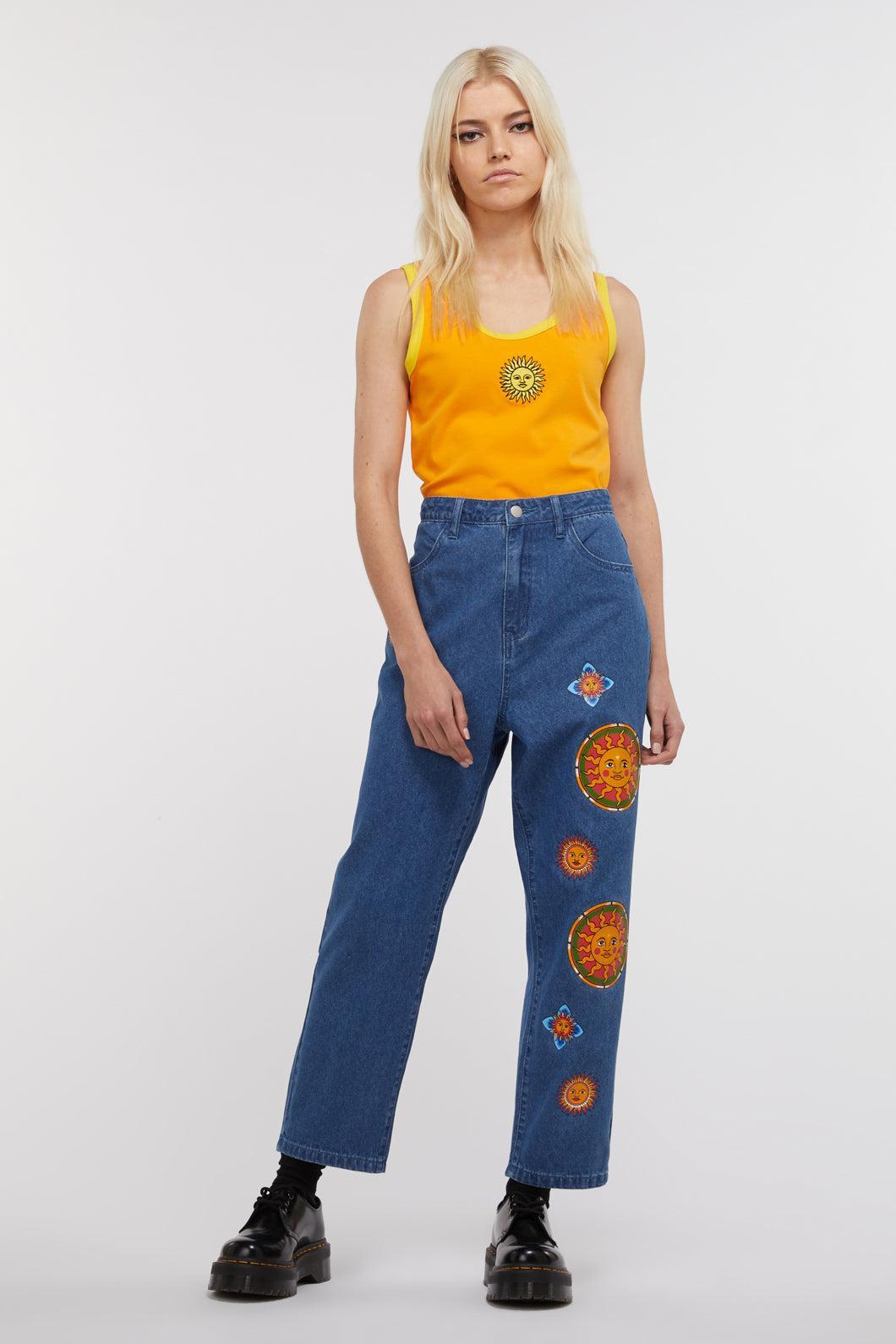 Denim Sun Print Jean Product Image