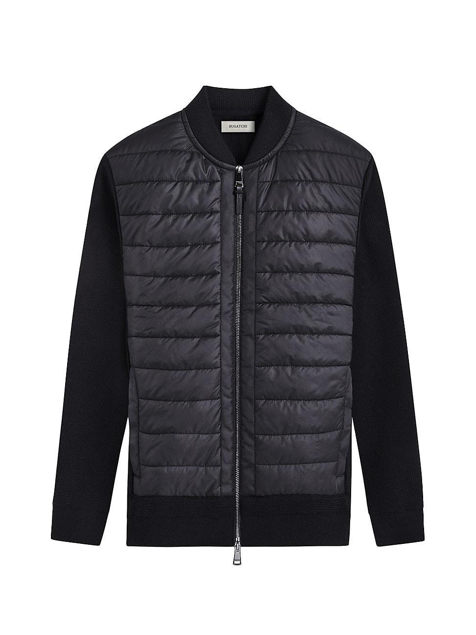 Mens Quilted Merino Wool Zip-Up Sweater Product Image