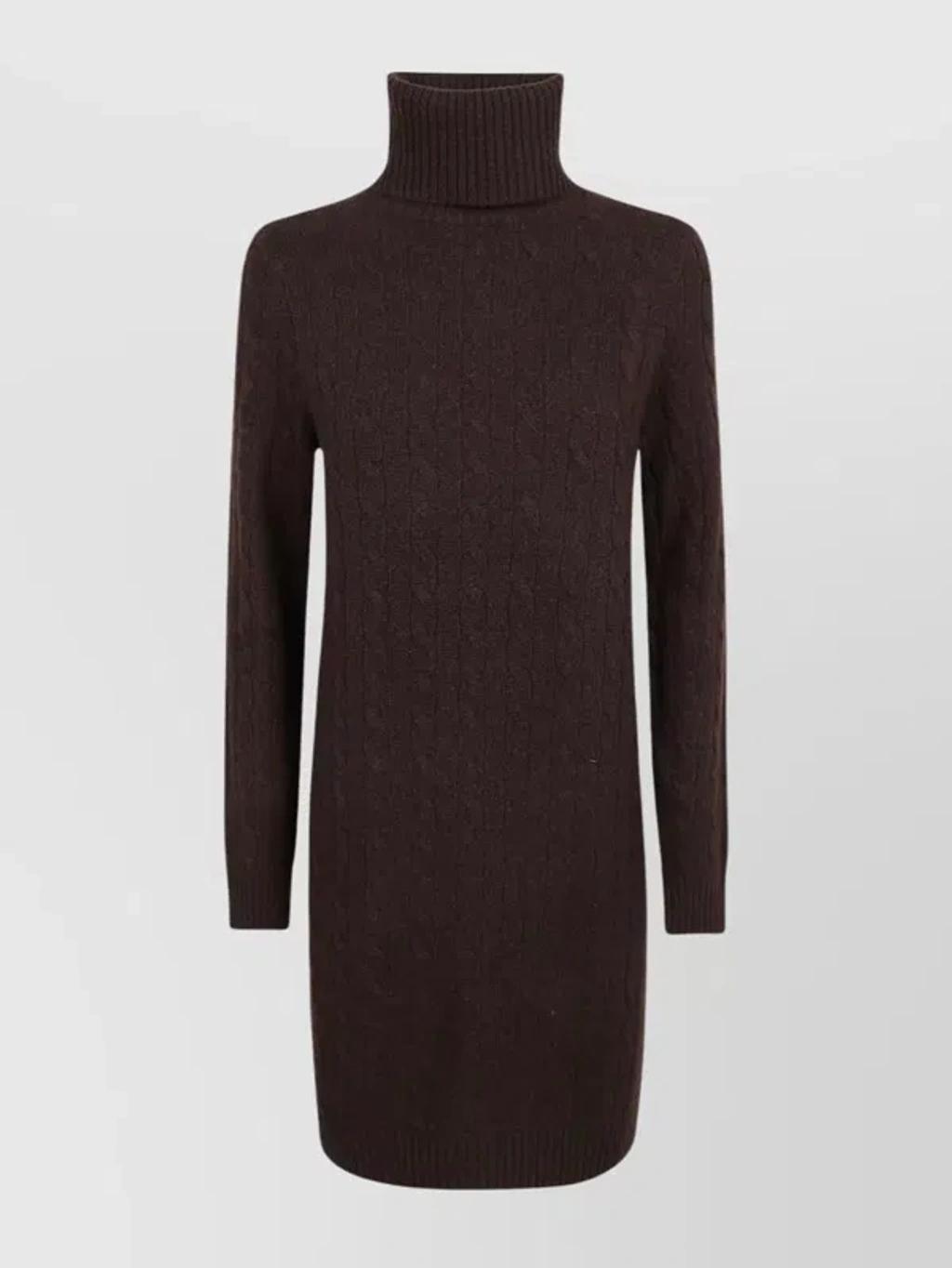 POLO RALPH LAUREN Cable Knit Turtleneck Dress Long Sleeve In Grey Product Image