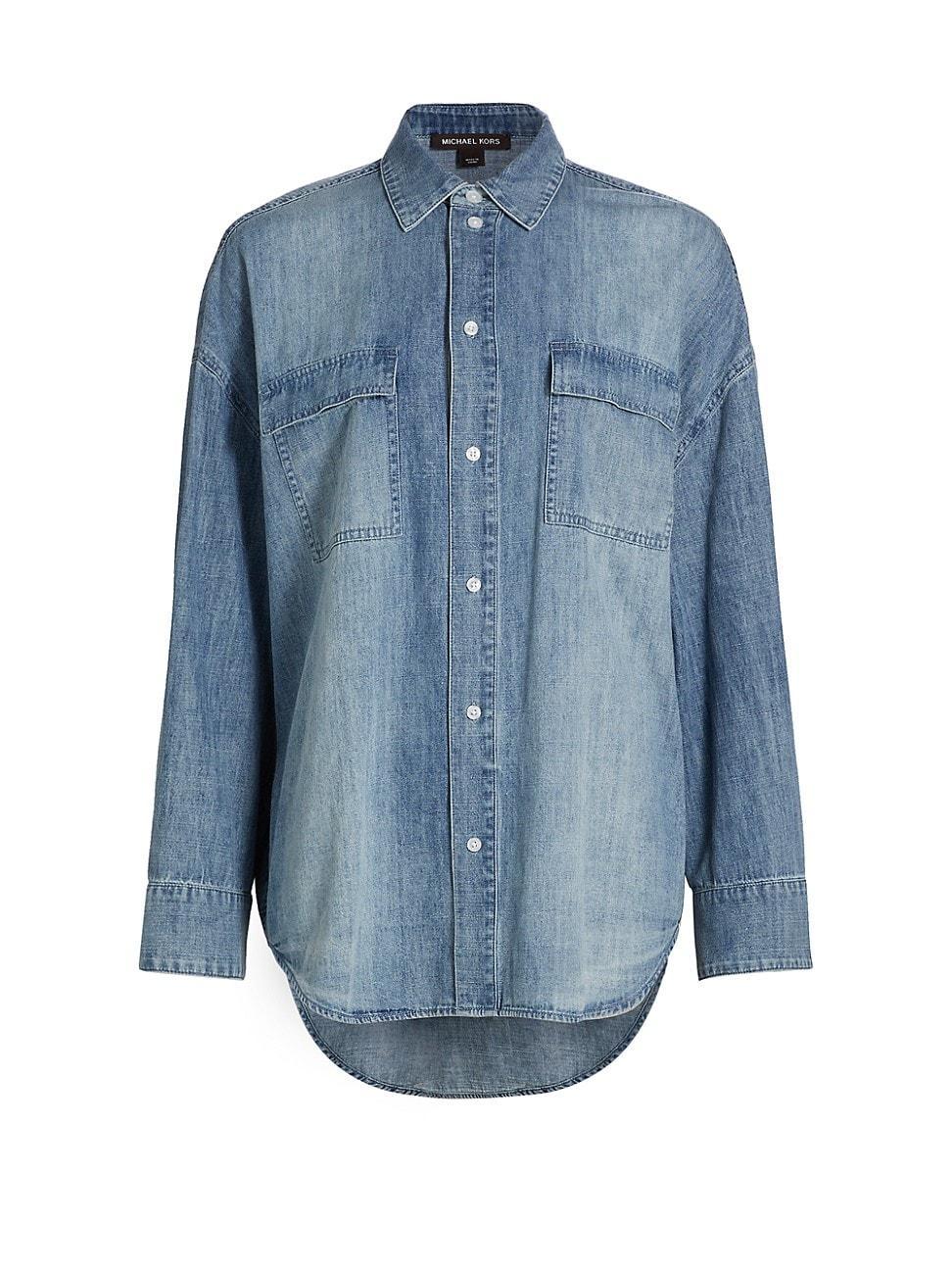 Womens Oversized Chambray Shirt Product Image