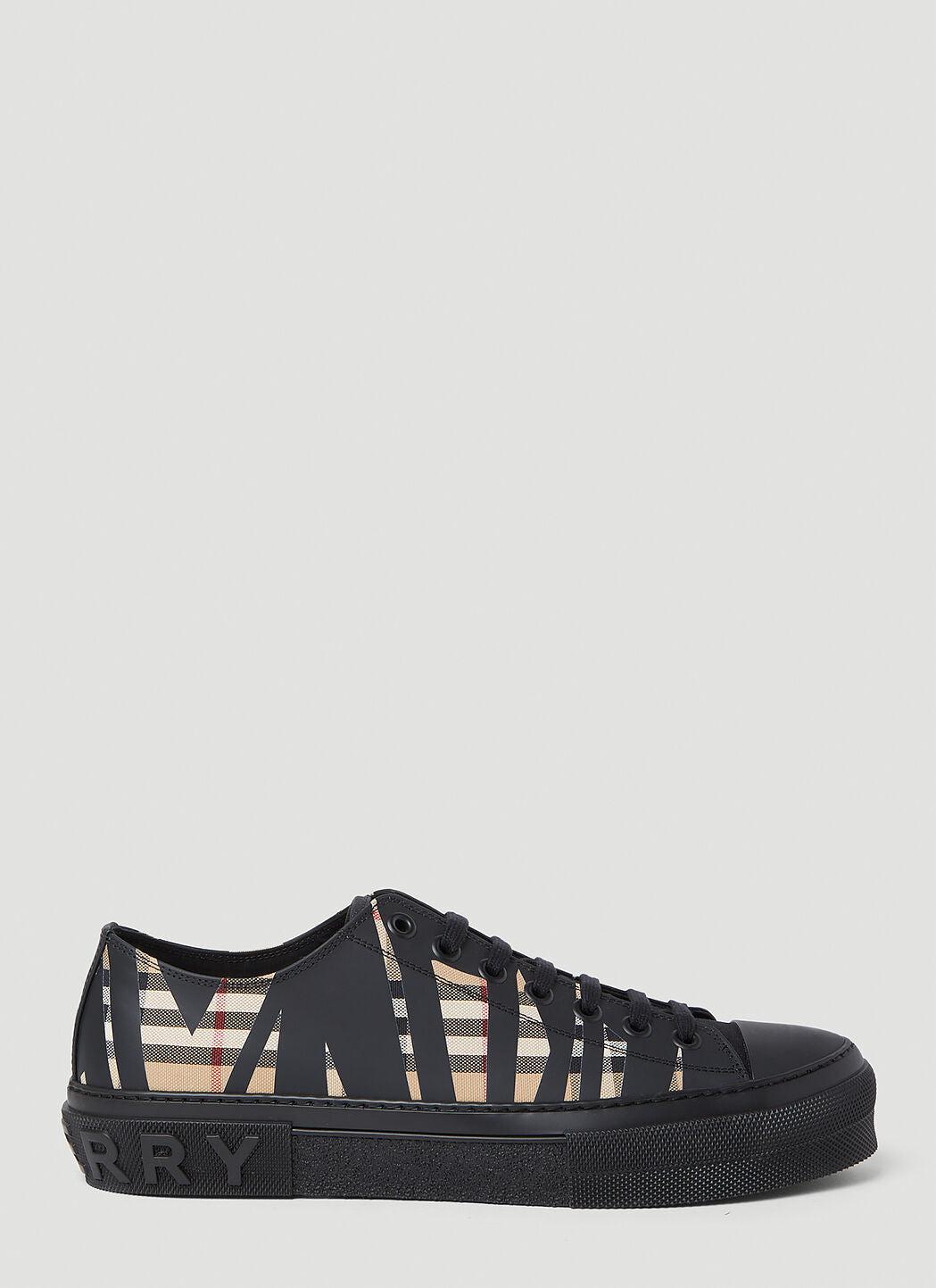 Sliced Check Cotton Sneakers In Cream Product Image