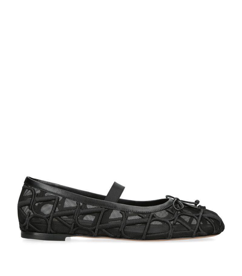 Leather Toile Iconograph Ballet Flats In Black Product Image