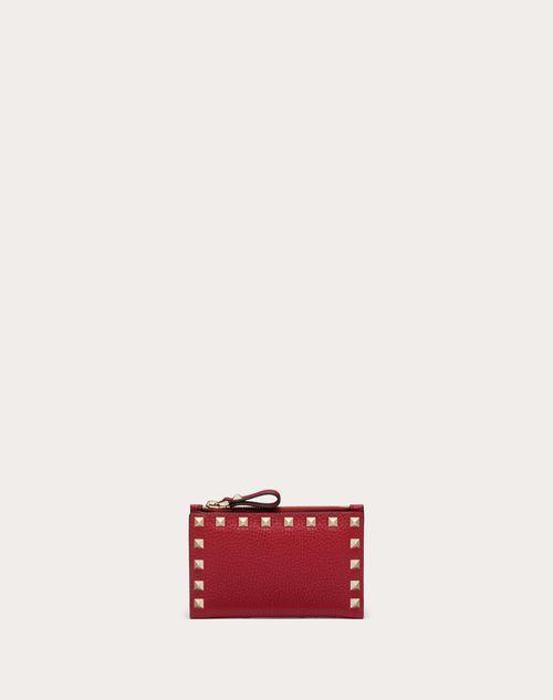 ROCKSTUD GRAINY CALFSKIN CARDHOLDER WITH ZIPPER Product Image