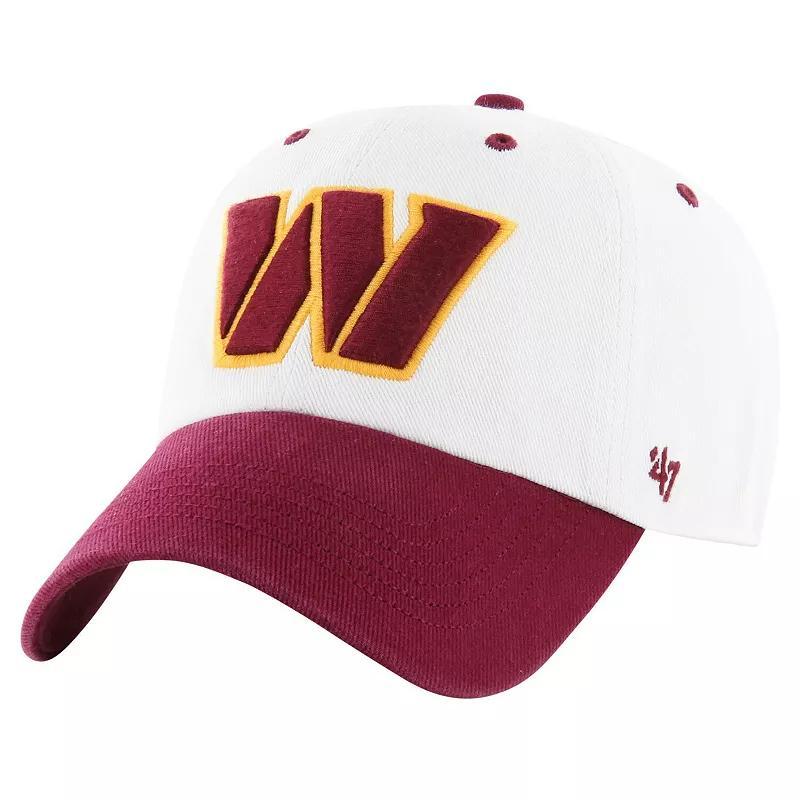 Mens 47 White/Burgundy Washington Commanders Double Header Diamond Clean Up Adjustable Hat Product Image