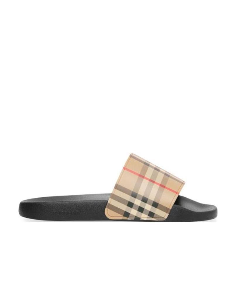 BURBERRY Furley Vintage Check Slides In Beige Product Image