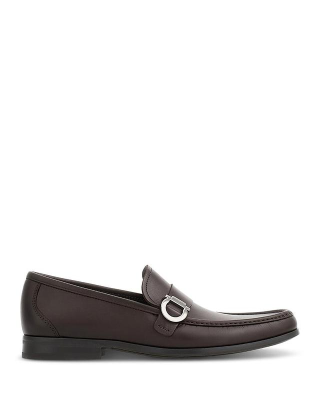 Ferragamo Mens Caspian Gancini Ornament Leather Loafers Product Image