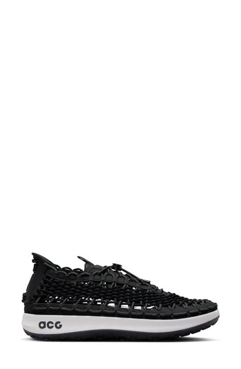 NIKE Acg Watercat Woven Leather And Rubber-trimmed Woven Sneakers In Black Product Image