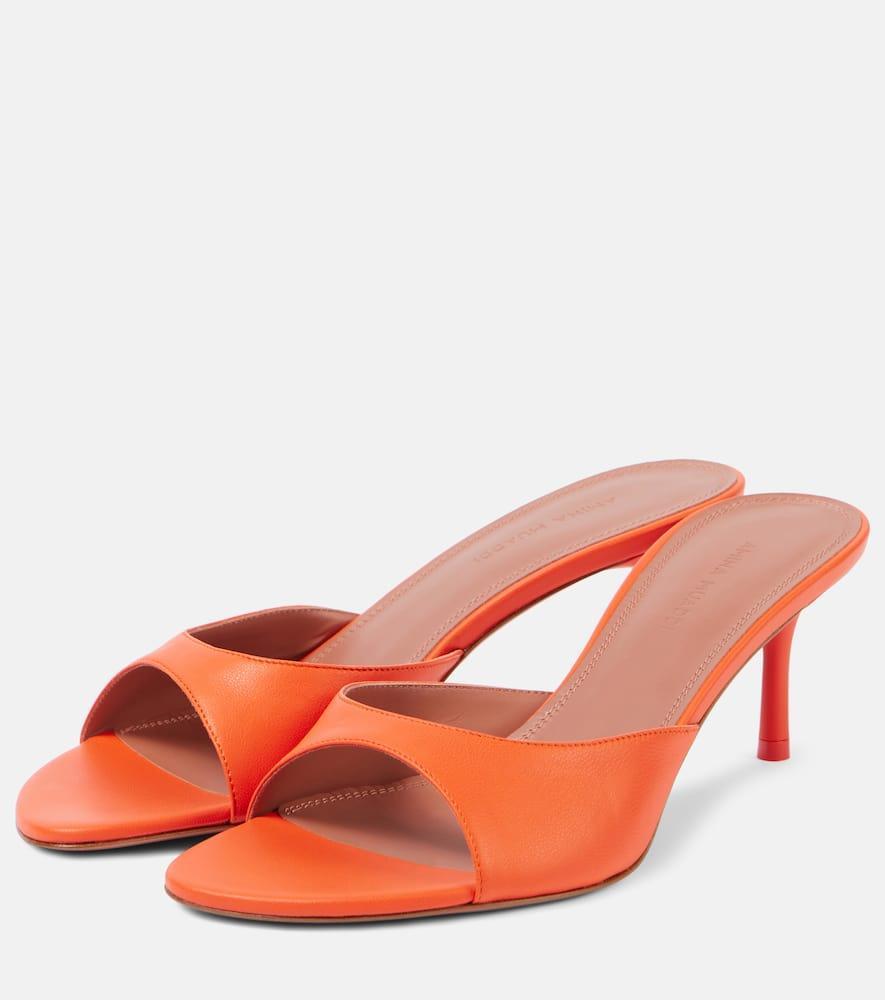 Jeanne 60mm Leather Mules In Orange Product Image