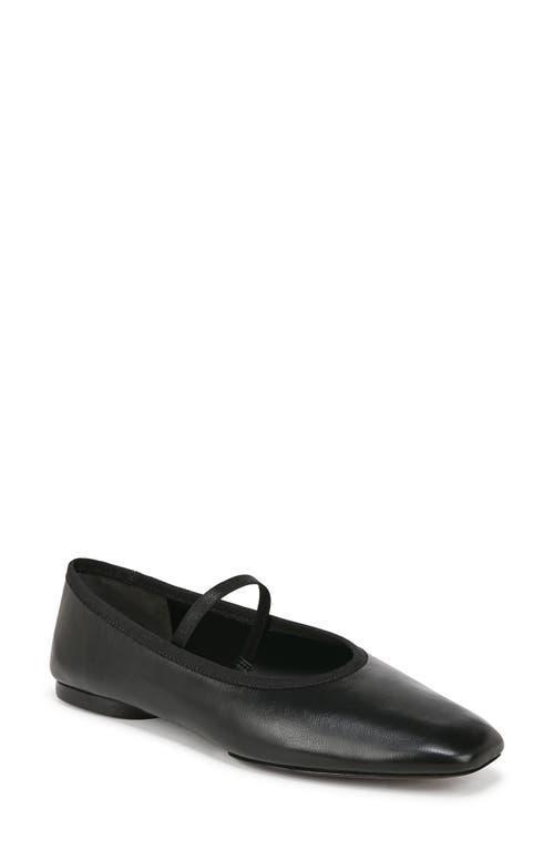 Vivian Leather Mary Jane Ballerina Flats In Black Leather Product Image