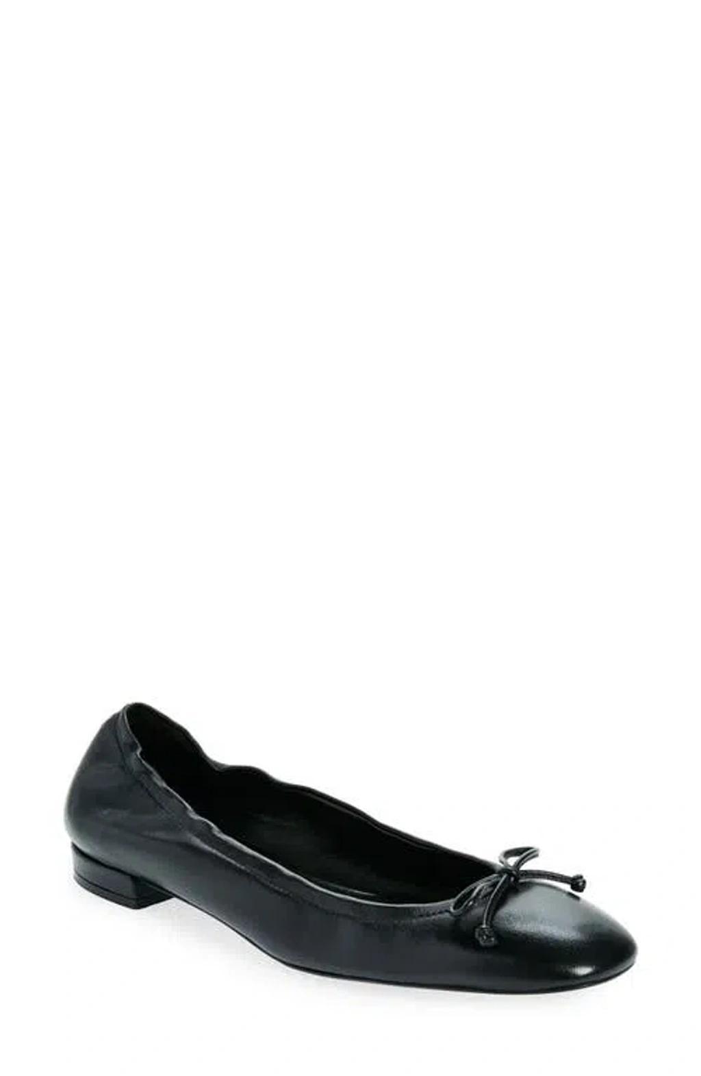 Bria Leather Bow Ballerina Flats In Black Product Image