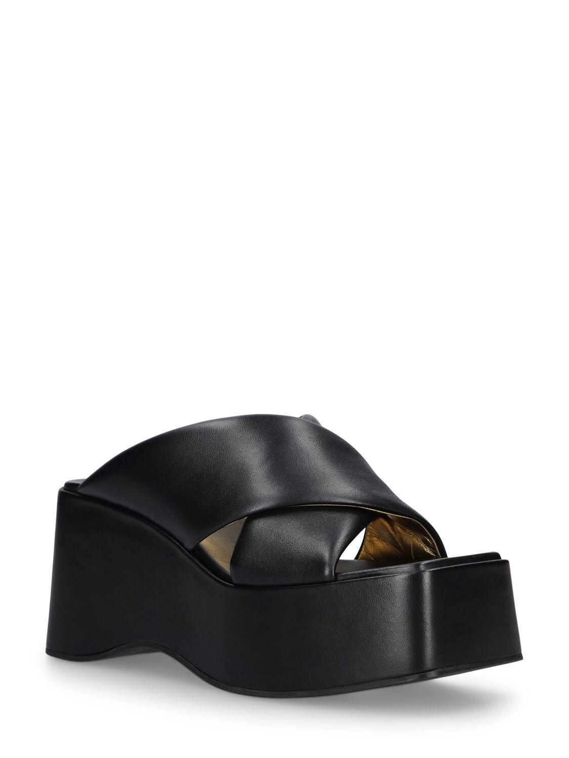 80mm Vicky Leather Wedges In Black Product Image