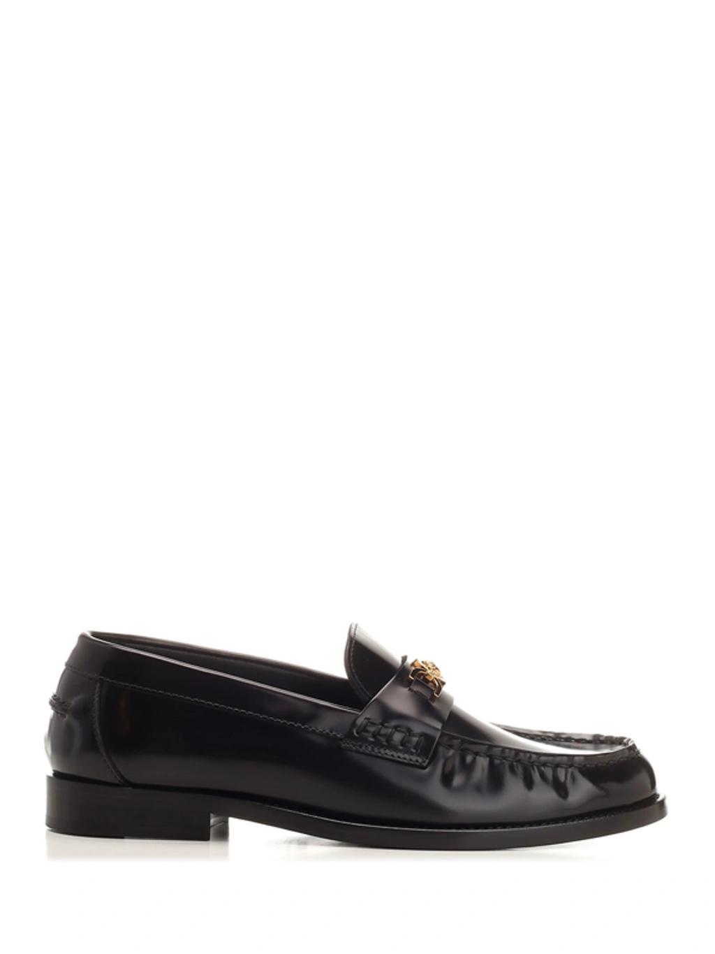 Medusa Croco Slip-on Loafers In Black Product Image