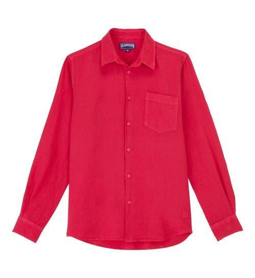 Mens Caroubis Solid Linen Sport Shirt Product Image