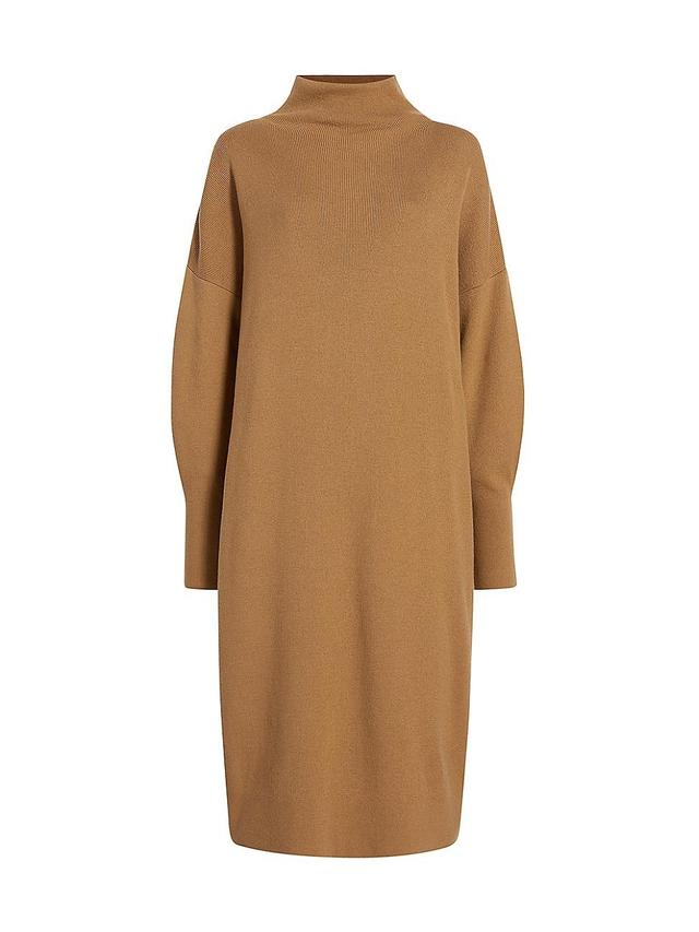 Womens Ribbed Funnel Neck Midi-Dress Product Image