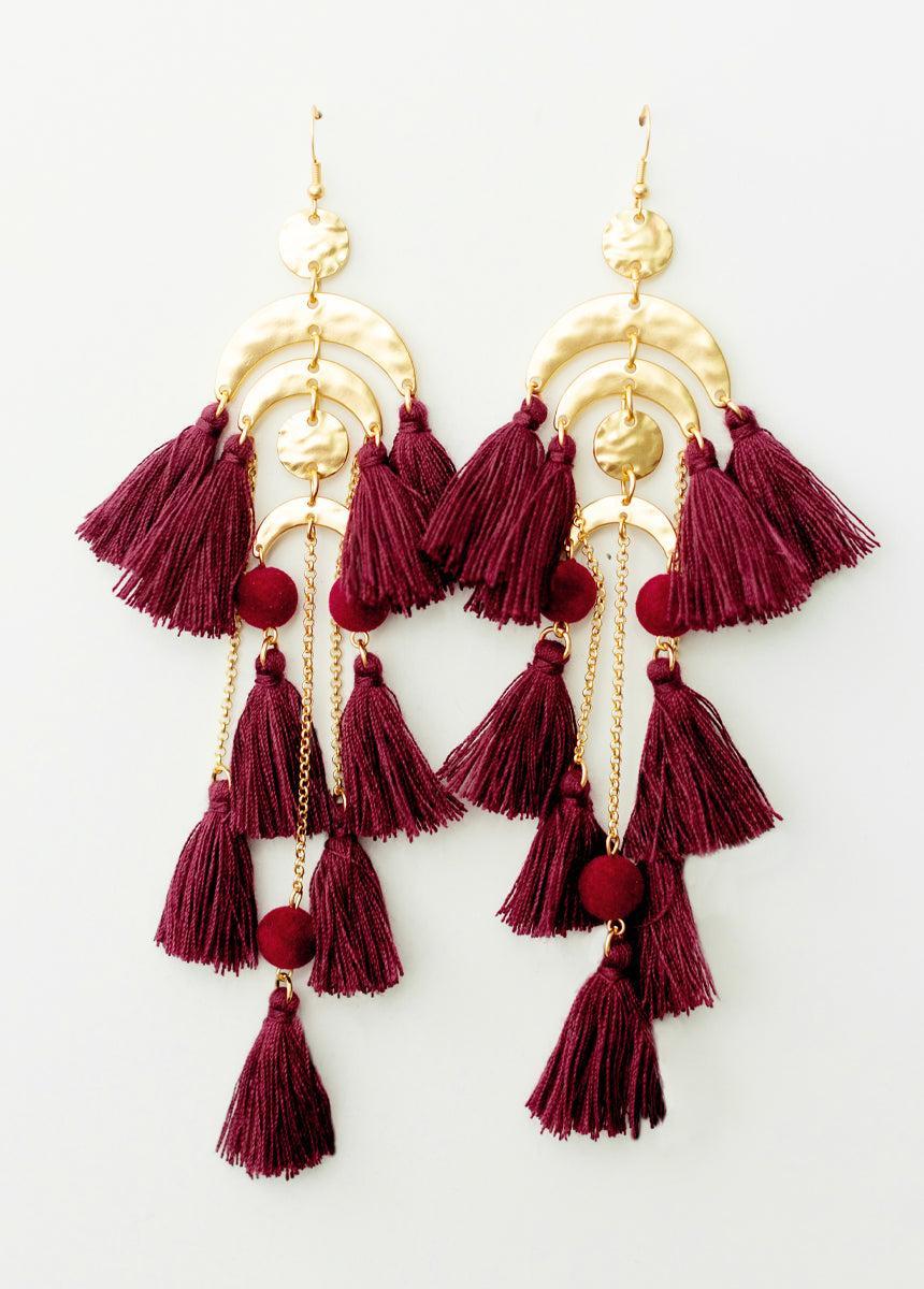 Pomla Earrings in Burgundy Product Image