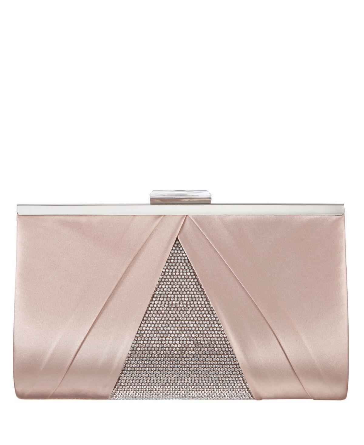 Womens Pleated Stain Crystal Frame Clutch Product Image