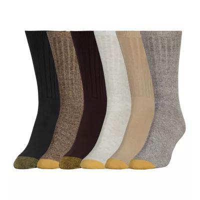 Gold Toe Ribbed 6 Pair Crew Socks Womens Product Image